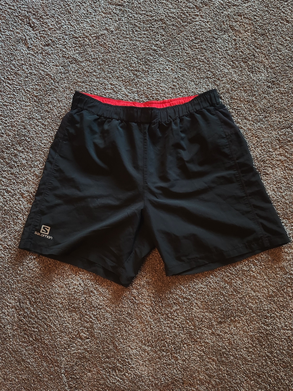 Salomon Men’s Black Running Shorts with Red Waist Liner